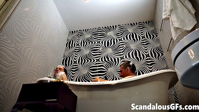 StepDad fucking stepsister in the family bathtub