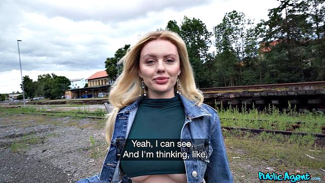 Big tits girl misses train