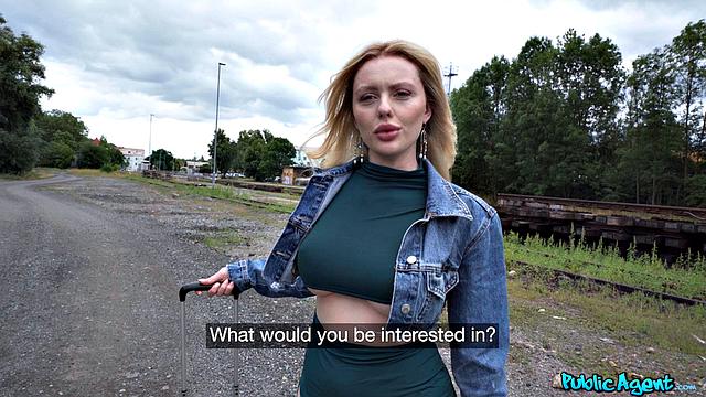 Big tits girl misses train