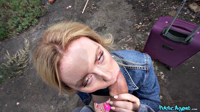 Big tits girl misses train