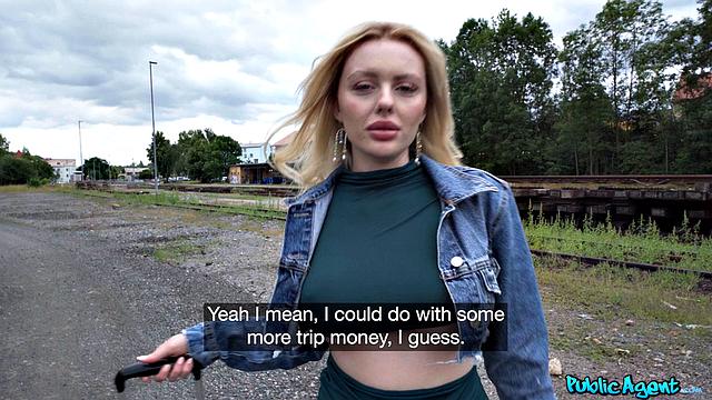 Big tits girl misses train