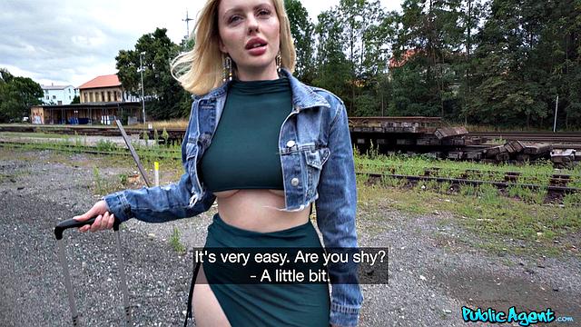 Big tits girl misses train