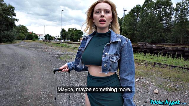 Big tits girl misses train