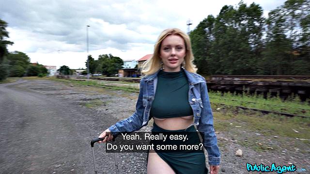 Big tits girl misses train