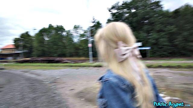 Big tits girl misses train