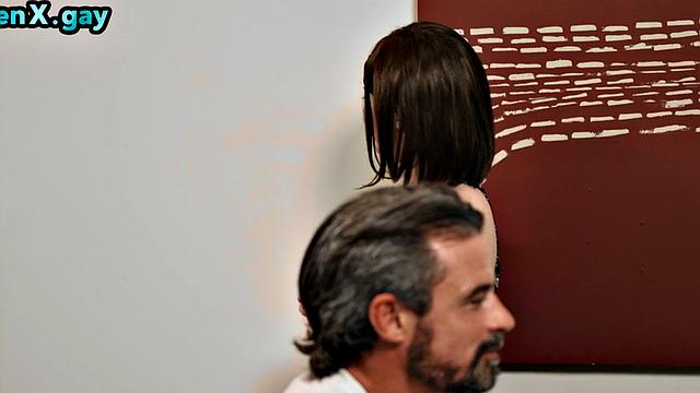 Handsome studs analfucking twink in 3-way after dinner