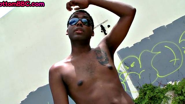 Public Black thug assfucked by white after blowjob