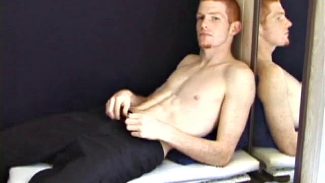 Tristian has a crazy idea about the mirror behind him. He wants to shoot cum all over it. Have you ever seen this fiery redhead, with hos milky white skin and big cock? He's a hot one to watch.