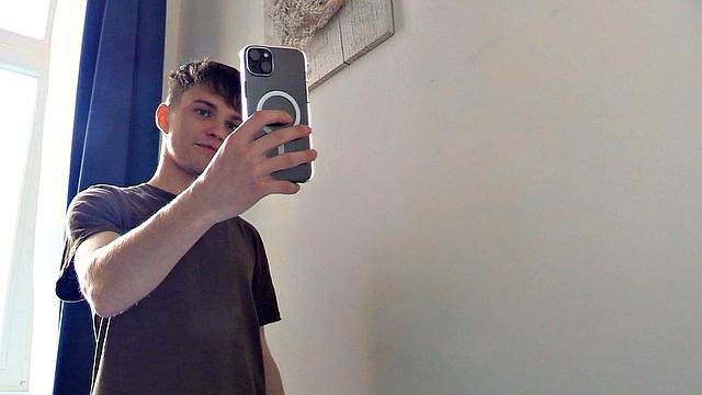 Skinny jock rides dick in POV