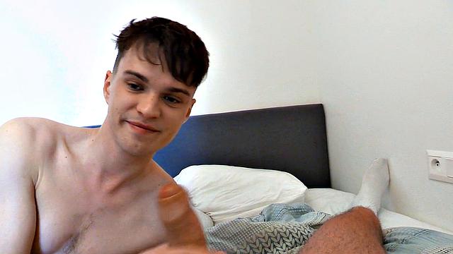 Skinny jock rides dick in POV