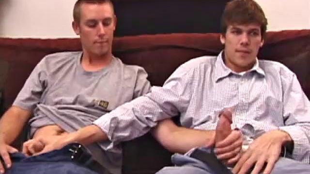 Jay Connor and Matthew Matters hook up for some play.&amp;nbsp;As the clothes come off, the guys grab their dicks and work up boners. Hand jobs and blow jobs are the order of the day and this is a first for straight boy Jay.