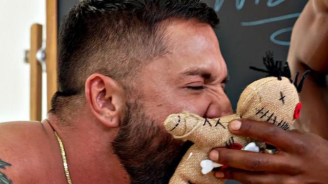 Muscled teacher assfucked by students in 3some