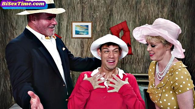 Big-titted MILF eaten out in bisex 3some