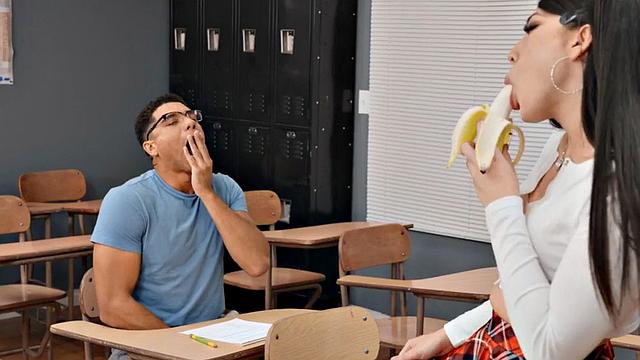 Big booty trans fucked by teacher in ass in classroom