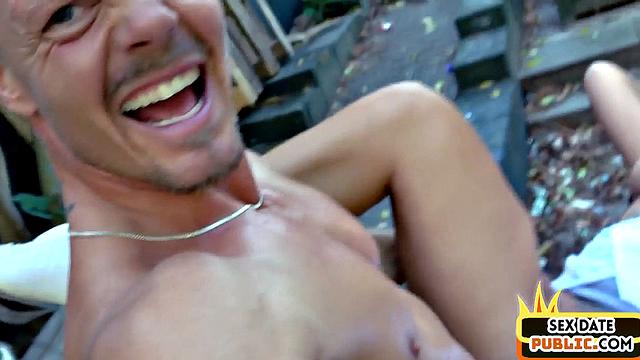 Inked busty MILF fucked after being picked up in her fat pussy