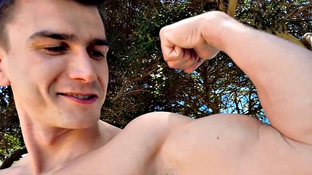 Sexy perverted jock loves stroking his hard cock