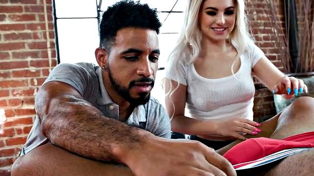 Bisexual round babe fucked and pussylicked in threesome