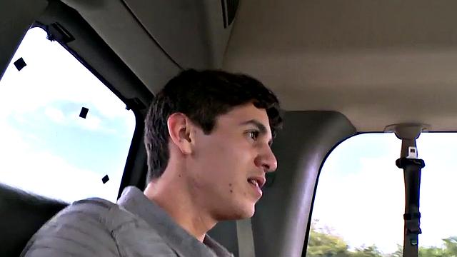 Fooled 21yo twink fucks gay butt in pickup van