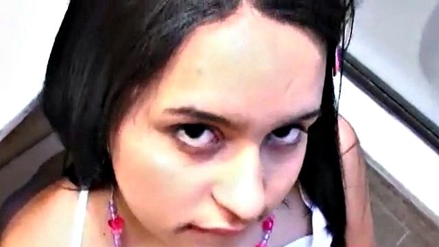 Teen Lilly with sexy body gives Blowjob to a dude