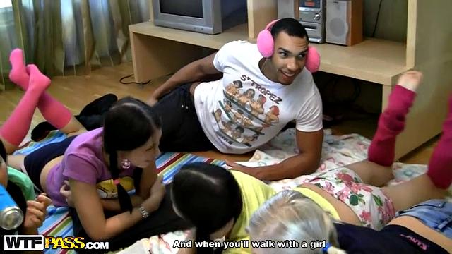 Asian and blonde lesbians in shower