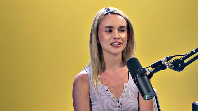 Petite babe rubbing her hairy muff after casting