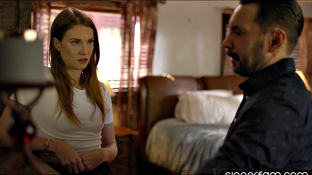 Sinner deepthroating stepsis caught fingering by dad