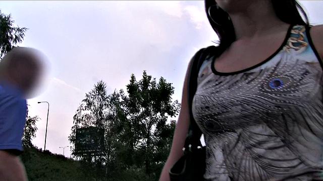 Sexy chick with earring gets her ass drenched in cum after public blowjob