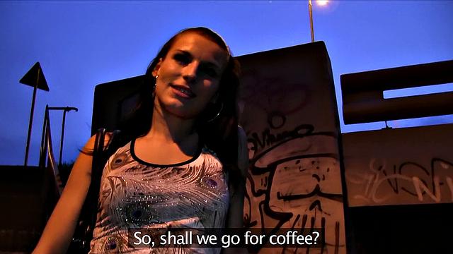 Sexy chick with earring gets her ass drenched in cum after public blowjob