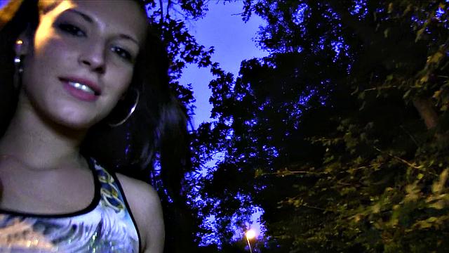 Sexy chick with earring gets her ass drenched in cum after public blowjob