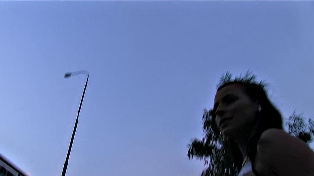 Sexy chick with earring gets her ass drenched in cum after public blowjob