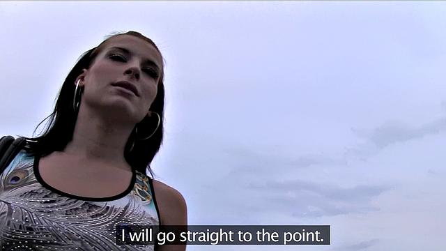 Sexy chick with earring gets her ass drenched in cum after public blowjob