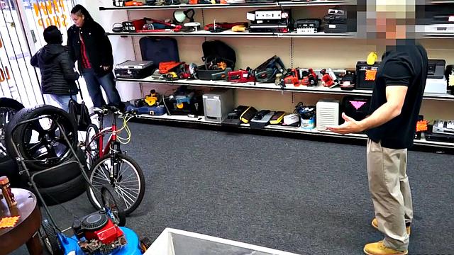 Pawnshop teen sucking manager before fucking out back