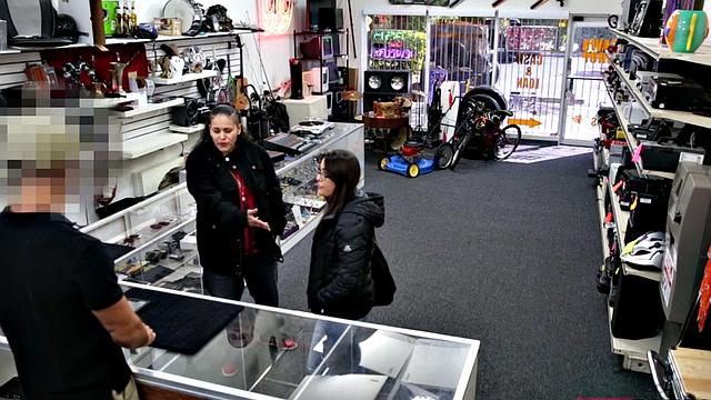 Pawnshop teen sucking manager before fucking out back