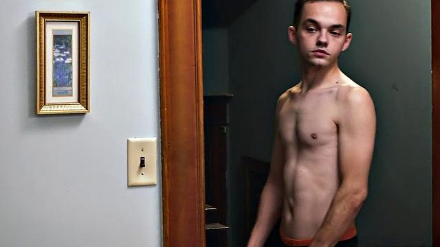 Stepdaddy barebacks stepson while stepbro watches from door