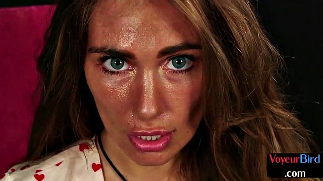 CFNM Brit voyeur babe teases wanker while he jerks