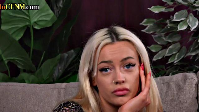 Brit CFNM babe enjoys giving HJ to lucky guys