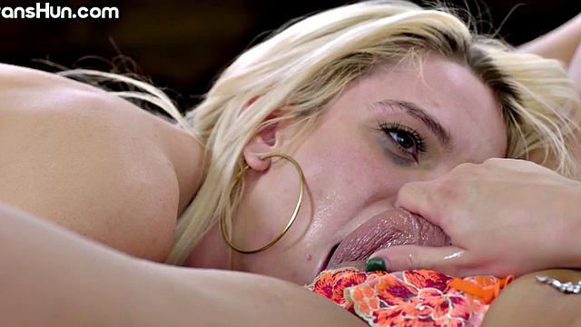 Tranny secretary pounding BFF in 3some after work