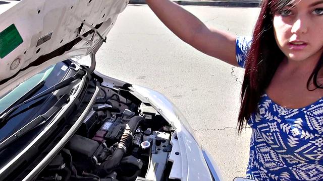 Watch this brown-haired babe give a hot handjob & get a facial in the living room