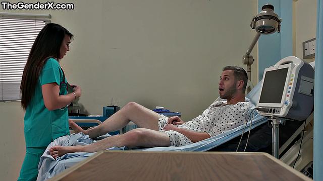 Beauty TS nurse pounded anally by patient