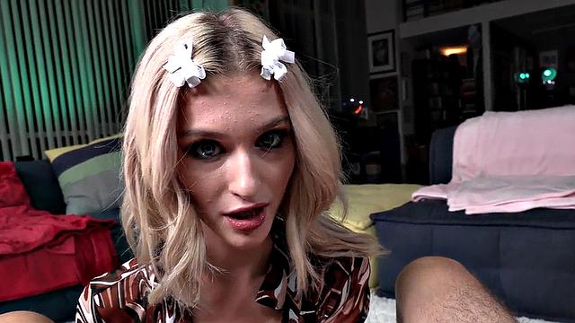 Tugjob POV domina teases cock with oiled pussy