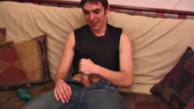 We join Brady Walker already naked and stroking a hard cock, just in time to catch him eating his pre-cum. After some fierce stroking, Brady blasts himself with a nice load of warm cum.