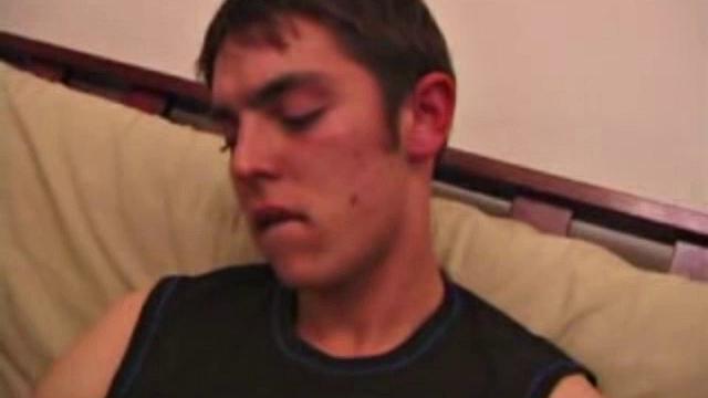 We join Brady Walker already naked and stroking a hard cock, just in time to catch him eating his pre-cum. After some fierce stroking, Brady blasts himself with a nice load of warm cum.