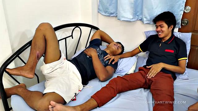 Gay Asian roommates Lance and Benjamin love bareback sex with straight guys. They take a liking to their new hot friend Jesse and invite him to the bedroom to seduce him.