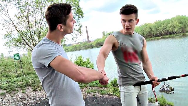 Wild bottom boy gets his ass drilled hard in public while wearing a T-shirt