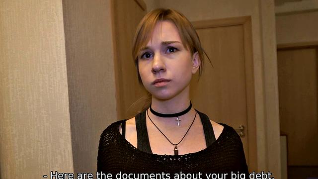 DEBT4k. Girl pays for gadgets by sucking and riding collector's cock