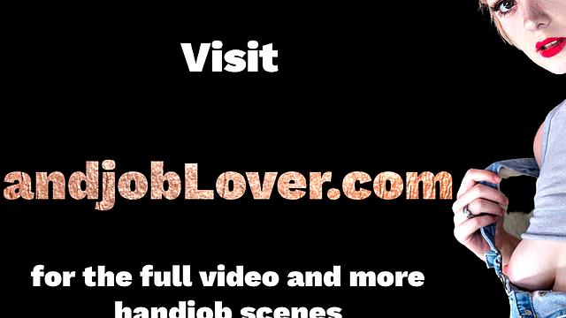 Real busty redhead jerks cock and talks dirty in POV