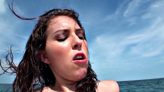 Horny chick gets off on cowgirl, blowjob, and rough fucking in the ocean