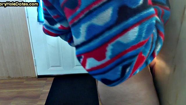 Real gloryhole DILF sucks hard dick in blowjob