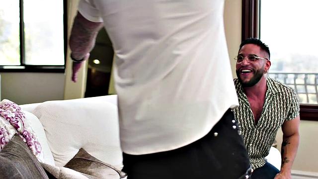 HETEROFLEXIBLE - Bear DILF Brings Hot Muscle Hunk Home So Bottom Boyfriend Can Top! DP THREESOME