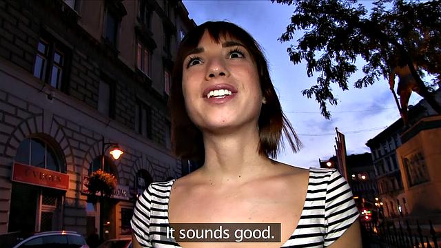 Cute Brunette gets pounded on the balcony with a hot handjob and blowjob